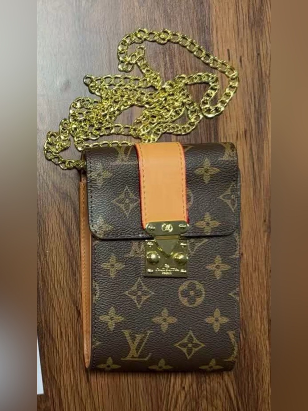 Monogram Crossbody Pouch with Gold Chain